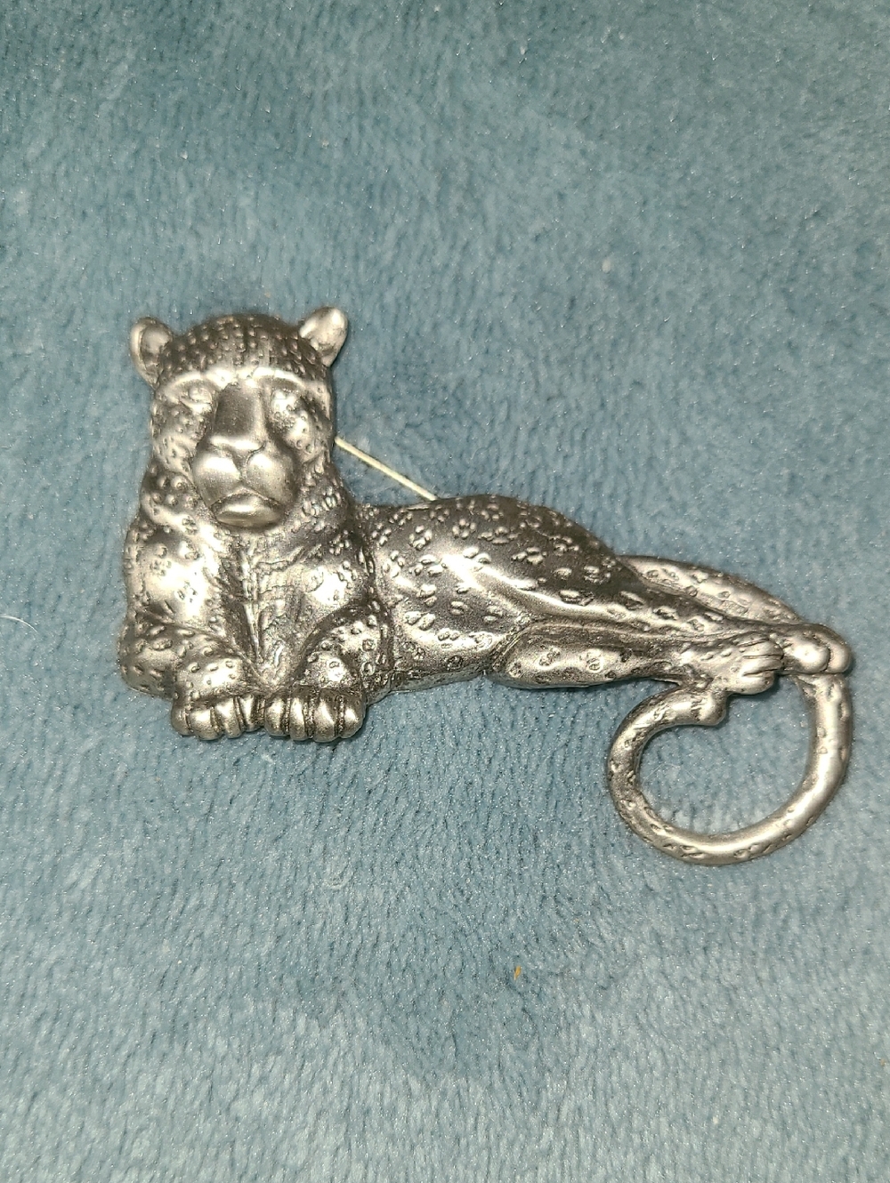 2/$22 Vintage Brushed Pewter Signed Robert Hall Original 1991 Leopard Brooch